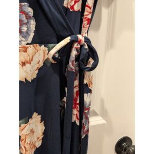 Fortune + Ivy High-Low Wrap Dress Floral Peony Plus Size 2X Navy Red